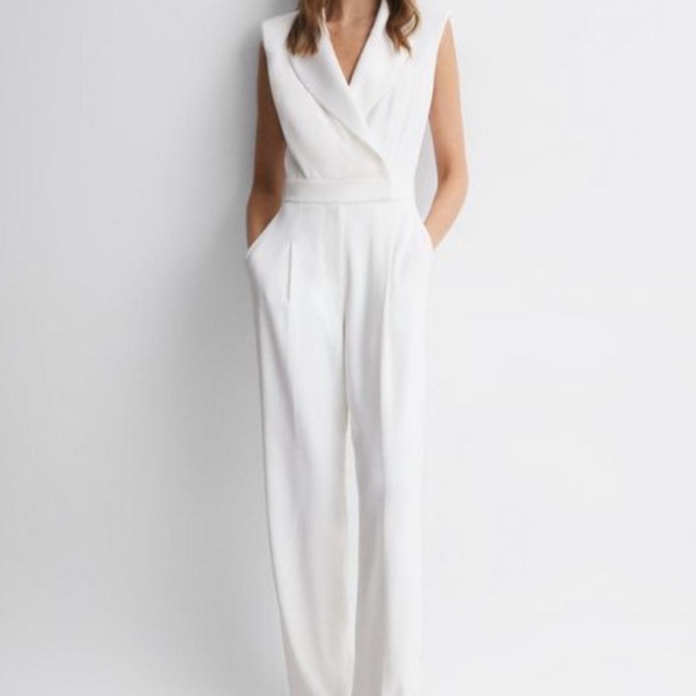 Reiss Saskia Sleeveless Tux Jumpsuit